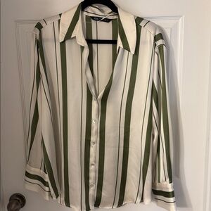 Zara STRIPED SATIN EFFECT OVERSIZED SHIRT size XL